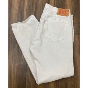Men Levi Strauss 501 XX Button-Fly white Straight Fit cotton denim jeans, 40x32